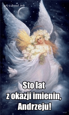 Sto lat z okazji imienin, Andrzeju! Gif z aniołem!