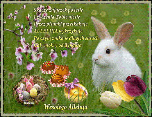 Wesołego Alleluja! Gif z białym królikiem!