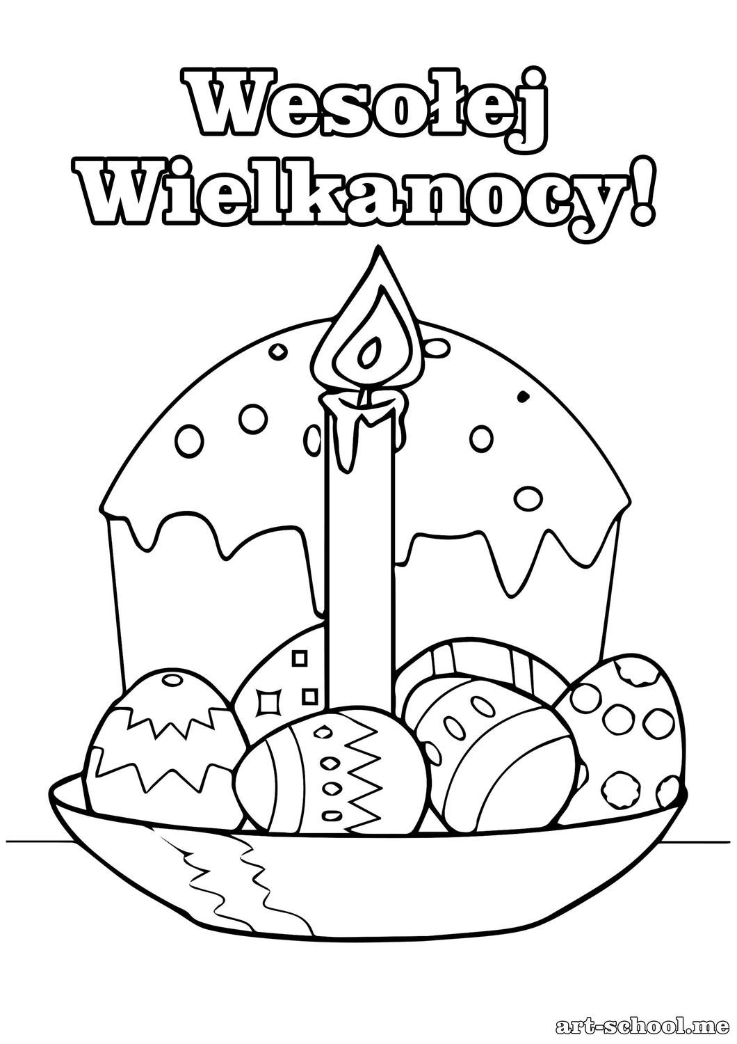 Wesołej wielkanocy! Wielkanoc! Kolorowanka dla dzieci!