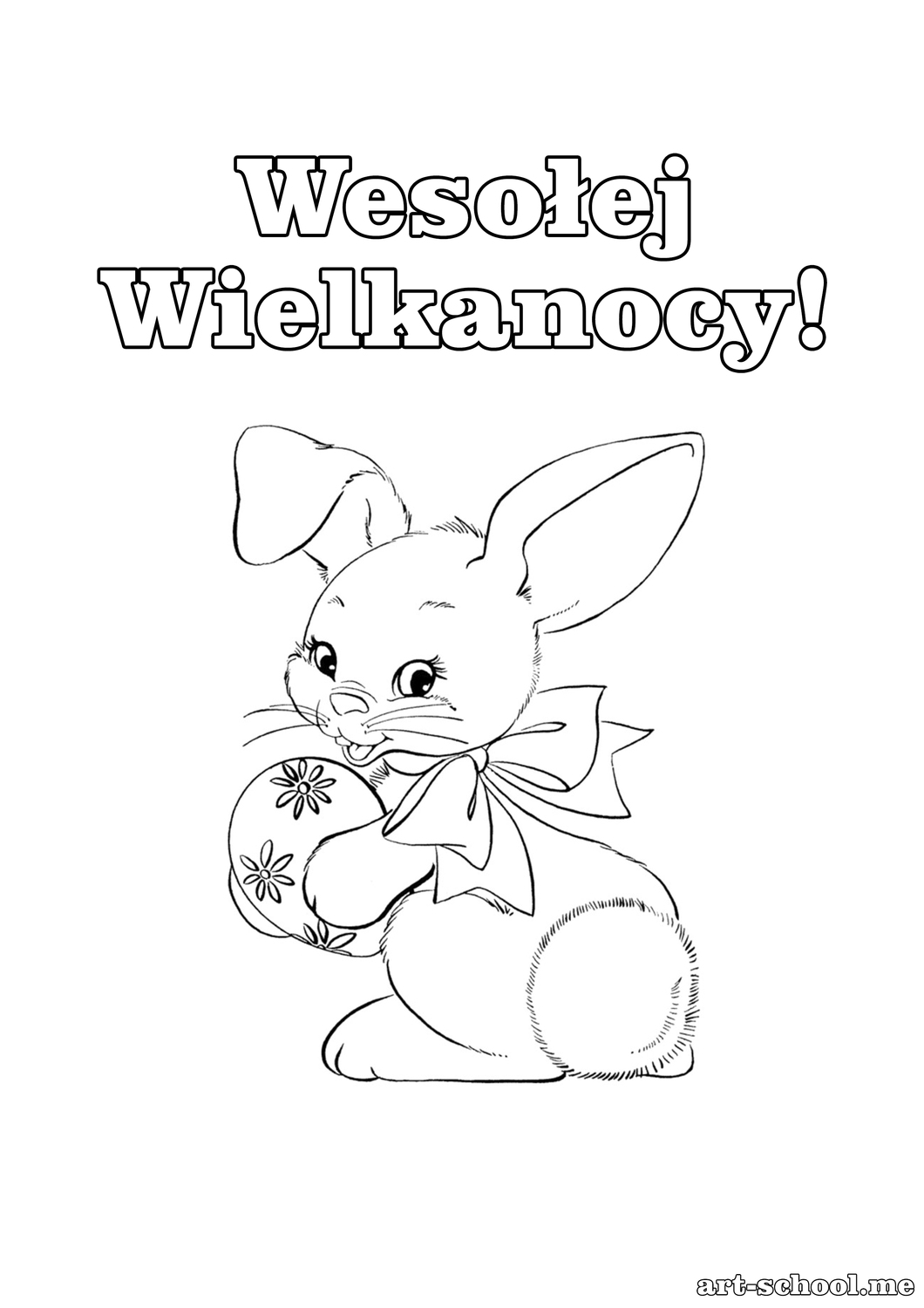 Wesołych Świąt Wielkanocnych! Kolorowanka z królikiem wielkanocnym!
