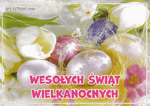 Wielkanoc. Darmowa animowana kartka. Darmowa animowana kartka z pisankami.