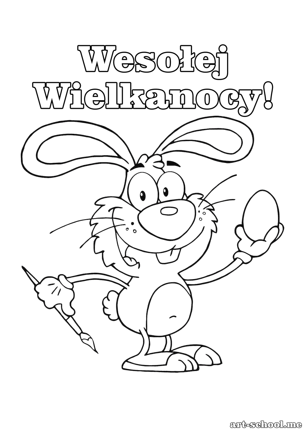 Wielkanocna Kolorowanka! Królik czy zając wielkanocny! Wesoły wielkanocny króliczek! Królik wielkanocny! Kolorowanka!