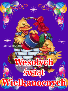 Wielkanocny GIF! Wesołych świąt Wielkanocnych! Darmowa animowana kartka z pisankami.