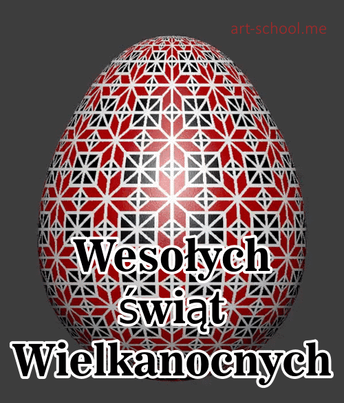 Wielkanocny GIF z pisanką, która obraca się wokół własnej osi.