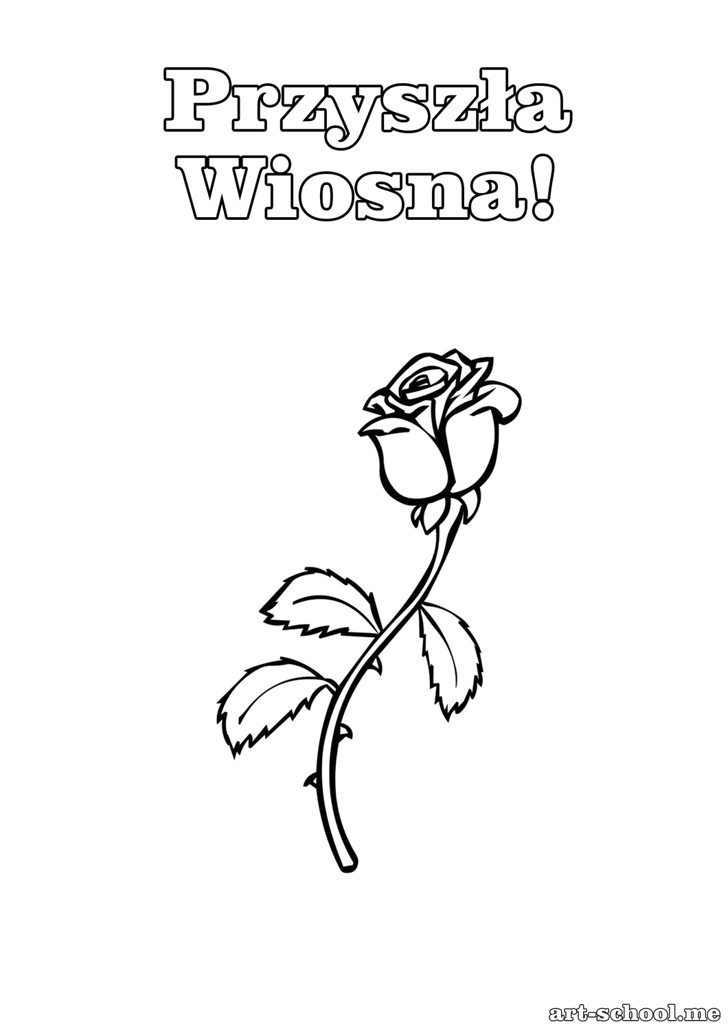 Wiosenne kwiaty! Kolorowanki do druku wiosna! Róża. Jedna różyczka. Kwiat.