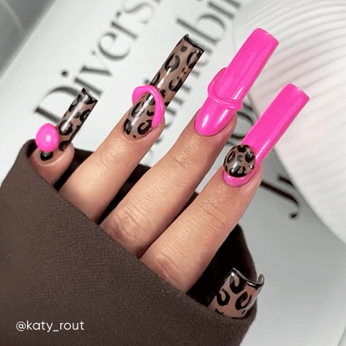 Paznokcie w panterkę - wzory i stylizacje. Jaskrawy neonowy leopard.
