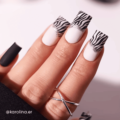 Paznokcie ze zwierzęcym motywem! Czarno-biały manicure w stylu zebry.